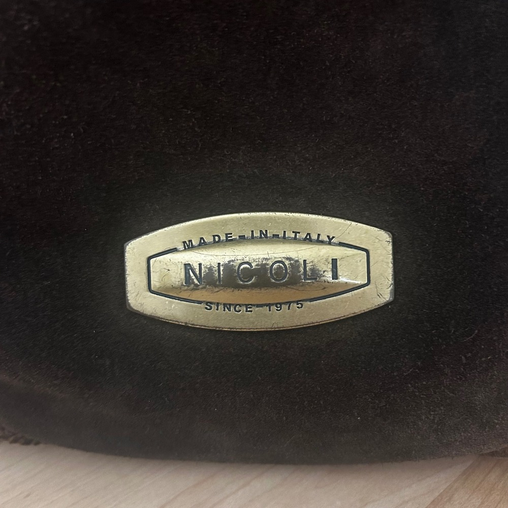Nicoli Brown Italian Suede slouchy Shoulder Bag Whipstitch + inside pocket - Picture 3 of 12